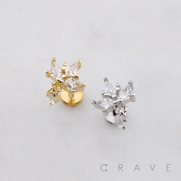 MULTI  MARQUISE CZ FAN DANGLE THREADLESS (PUSH IN) 316L SURGICAL STEEL LABRET SET